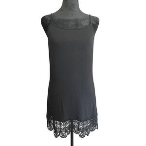 Monoreno Short Black Slip Dress Crochet Trim Adjustable Straps Size‎ Medium